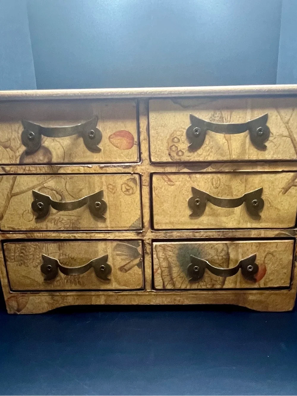 Mikasa Floral 6 Drawer Jewelry Box Wooden Tabletop Storage Chest Cottage Decor